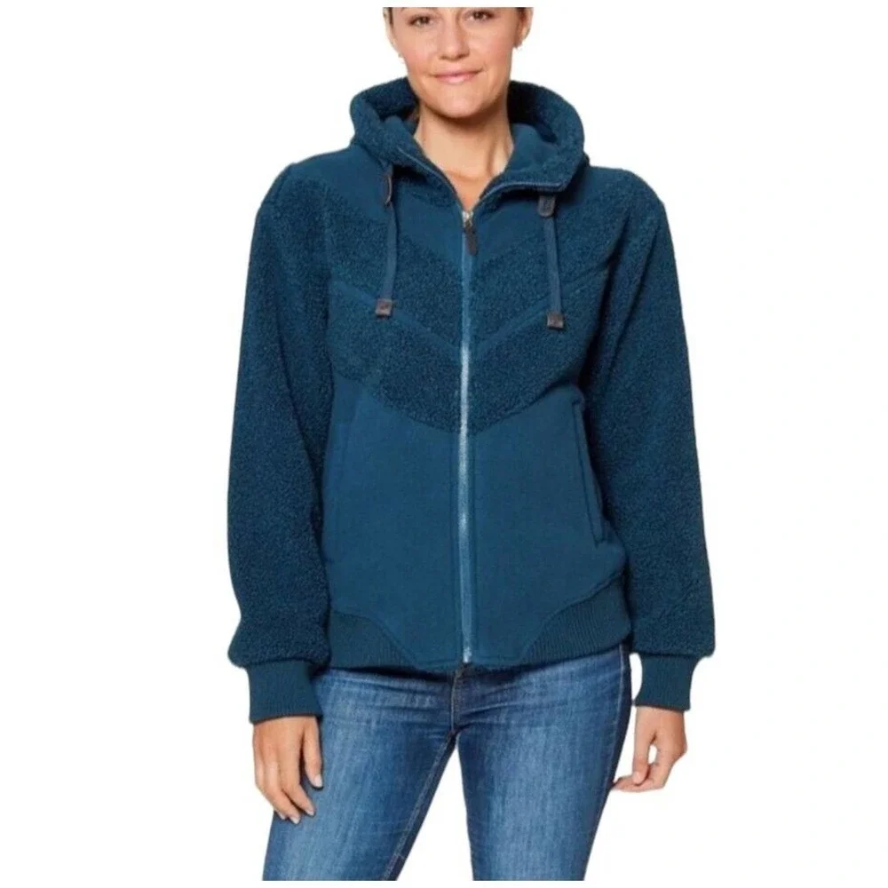 Koolaburra By UGG Sherpa Fleece Coat Navy Full Zip Cozy Soft Warm Size L - Picture 1 of 12